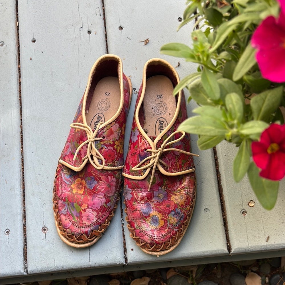 Floral Leather Women's Shoes